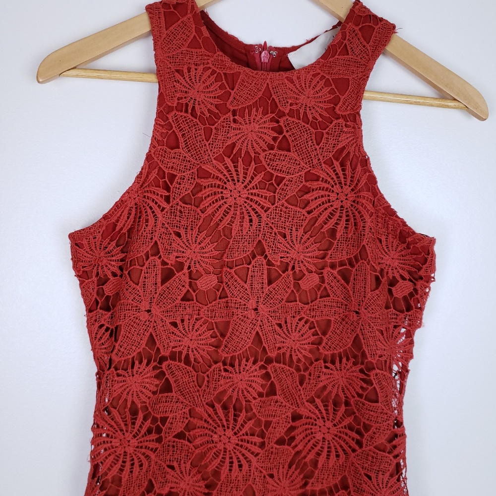 JOA Orange Floral Dress Lace Zip Up - Picture 2 of 8